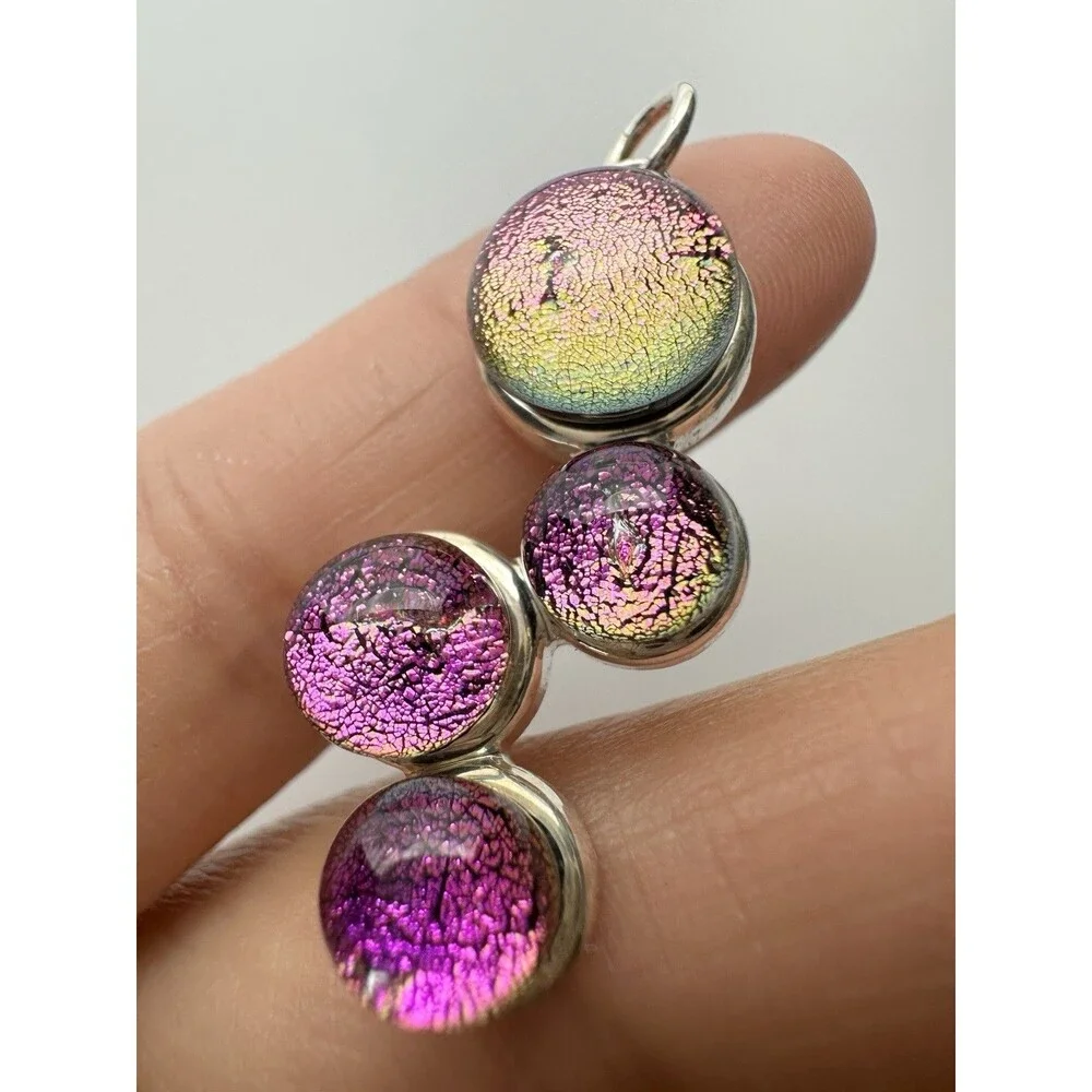 Handmade Dichroic Art Glass Pendant Purple Pink